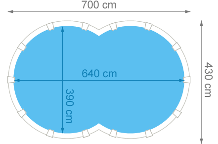 Piscina fuori terra in acciaio GRE a forma di otto VARADERO KITPROV6270 - Dimensioni