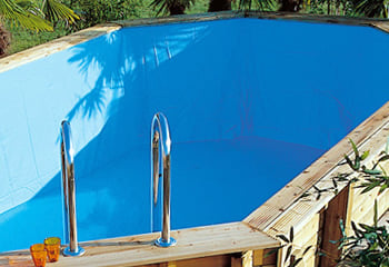 Kit piscina della  piscina in legno fuori terra da esterno Riva 490: rivestimento interno o LINER azzurro