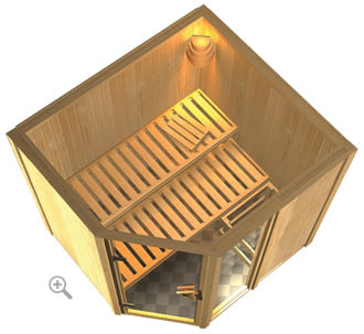 Sauna finlandese classica Fedora 1 coibentata - sezione vista dall'alto