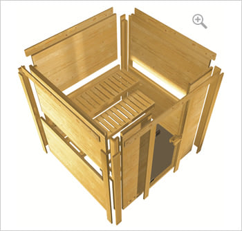 Sauna finlancese classica da casa in kit in legno massello di abete 40 mm Melissa da interno: Kit spedito: Struttura in legno 
