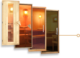 Sauna finlancese classica da casa in kit in legno massello di abete 40 mm Melissa da interno: Porta in quattro varianti - Prezzo unico