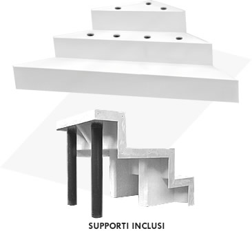 Scala ad angolo sotto liner per la Piscina interrata in kit in pannelli d'acciaio Futura rettangolare 11x5 m - h.135 cm