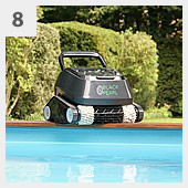 Robot pulitore automatico piscina per fondo e pareti per piscina interrata da giardino in kit in pannelli d'acciaio 8x4 m - h.135 cm
