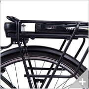 Bicicletta elettrica da città URBAN 1.2 (19): particolare portapacchi e batteria