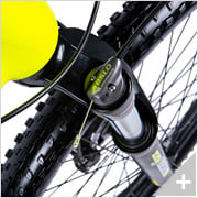 Bicicletta elettrica Mountain e-bike e-XTREME 6.2: particolare ammortizzatore