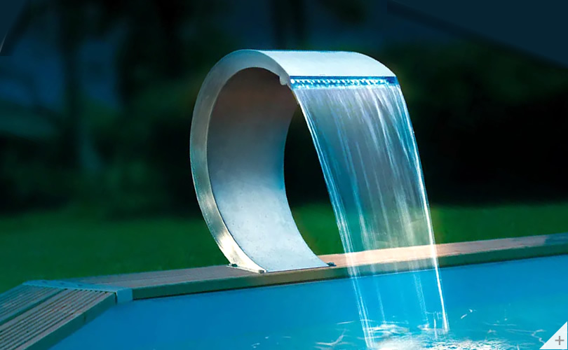 Cascata OASI in Acciaio Inox 316 e luci LED da giardino o per piscina fuori terra o piscina interrata da esterno - Cover