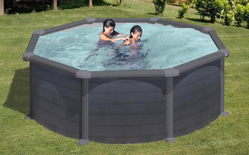 piscina gre acciaio fuoriterra grigio chiaro
