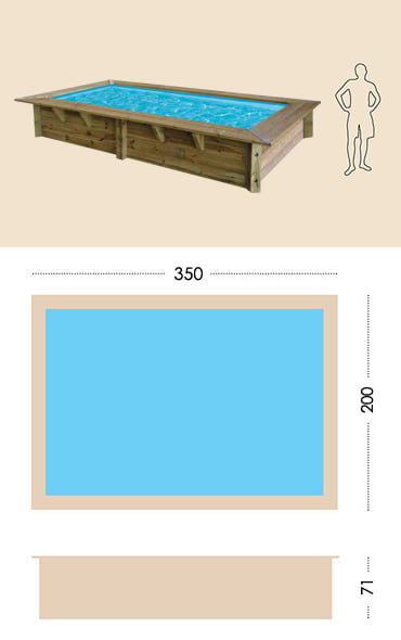 Piscina in legno fuori terra da esterno Azura 350x200 Liner azzurro: specifiche tecniche