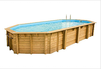 Kit piscina della  piscina in legno fuori terra da esterno Azura 750x400 Liner azzurro: struttura in legno