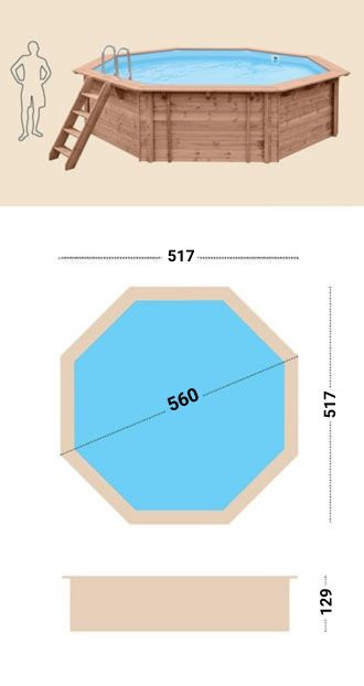 Piscina in legno fuori terra da esterno Jardin 537: specifiche tecniche