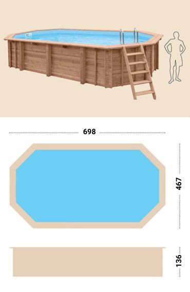 Piscina in legno fuori terra da esterno Jardin 727: specifiche tecniche