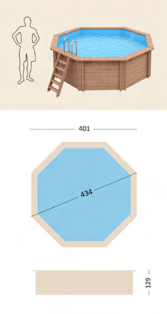 Piscina in legno fuori terra da esterno Jardin Tall 434: specifiche tecniche