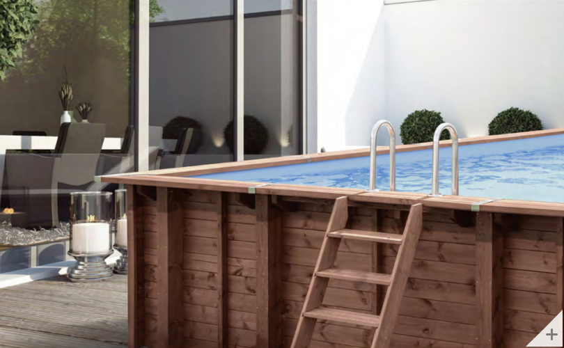 Piscina in legno fuori terra rettangolare da giardino Jardin CARRE TALL 5x3 PLATFORM  m