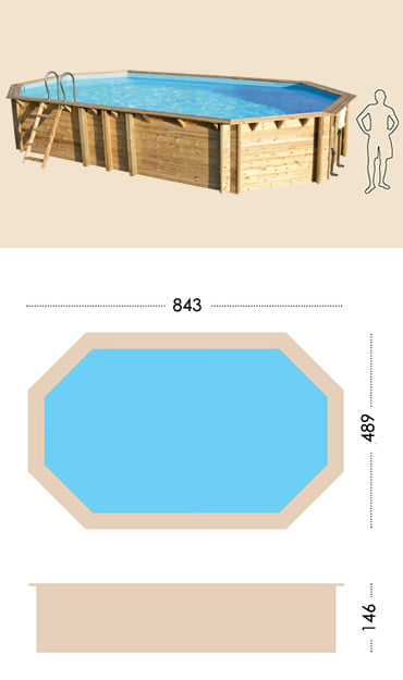 Piscina in legno fuori terra da esterno WEVA LUXE 840 - h.146 cm: specifiche tecniche