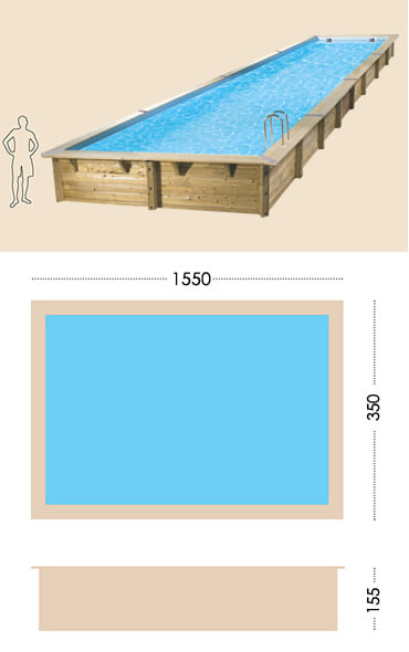 Piscina in legno fuori terra da esterno MASTER POOL 1550x350 Liner azzurro: specifiche tecniche
