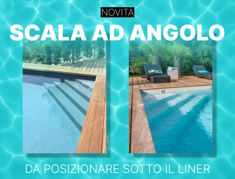 Piscina in legno rettangolare con scala ad angolo sotto liner JARDIN