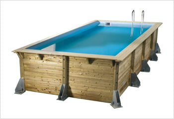 Kit piscina della  piscina in legno fuori terra da esterno Ocean 505x350 Liner azzurro: struttura in legno