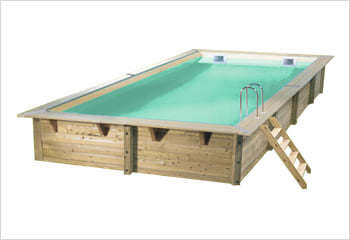 Kit piscina della  piscina in legno fuori terra da esterno LINEA 650x350 Liner sabbia: struttura in legno
