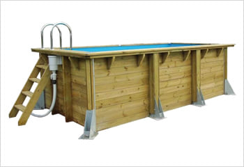 Kit piscina della  piscina in legno fuori terra da esterno Azura 450x250 Liner azzurro: struttura in legno