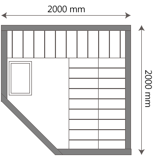 Sauna finlandese Aria Angolare 200 - Prospetto tecnico