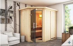 Sauna finlandese classica Carola coibentata con porta in vetro GRAFITE con cornice LED
