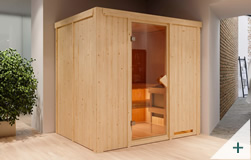 Sauna finlandese classica Dina coibentata con porta in vetro BRONZATO senza cornice LED