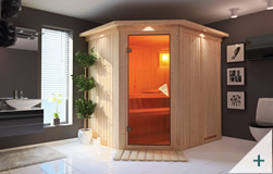 Sauna finlandese classica Serena coibentata con porta in vetro BRONZATO con cornice LED