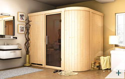 Sauna finlandese classica Tania 4 coibentata con porta in vetro GRAFITE senza cornice LED