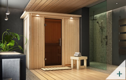 Sauna multifunzione finlandese infrarossi da interno e da casa Variado con porta in vetro GRAFITE con cornice LED