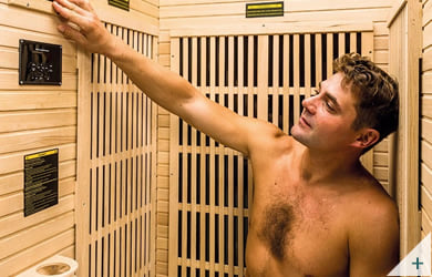 Sauna infrarossi Camilla - Foto degli interni: pannello di controllo e radio FM/MP3