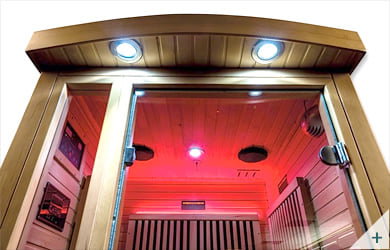 Sauna infrarossi Camilla - Foto degli interni: illuminazione LED rossa
