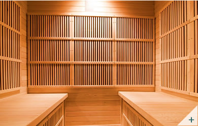 Sauna infrarossi Ramona - Foto degli interni: pannello di controllo e radio FM/MP3