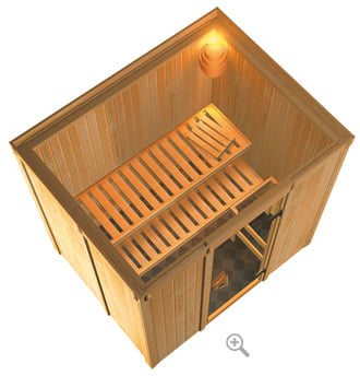 Sauna finlandese classica Laura coibentata - sezione vista dall'alto