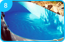Piscina interrata economica in acciaio Ovale Skyblue - Fase del montaggio 6: riempimento.