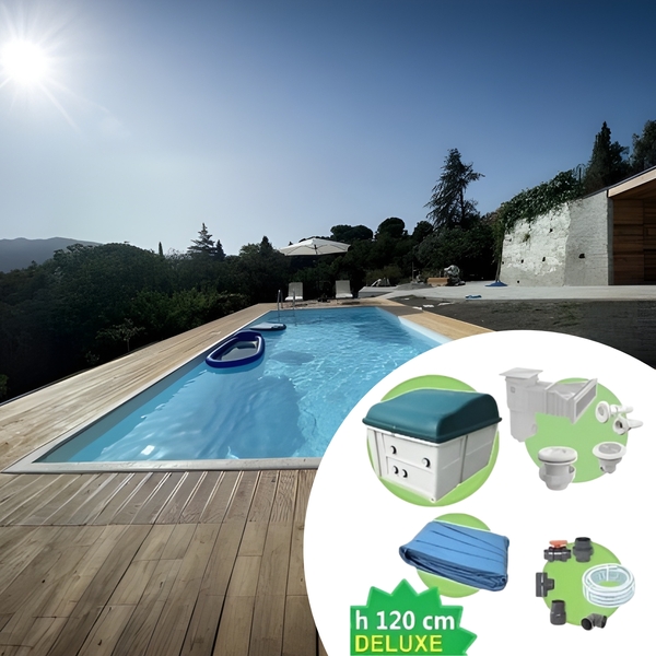 Piscina interrata in cemento armato 11x5 m - h. 1,2 m DELUXE + Liner