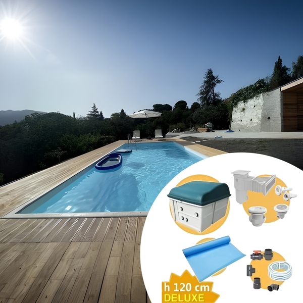 Piscina interrata in cemento armato 6x3 m - h. 1,2 m DELUXE + Membrana
