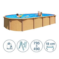Piscina fuori terra in acciaio ABAK effetto legno Osmose 795x490x132 cm Piscina fuori terra in acciaio ABAK effetto legno Osmose 795x490x132 cm