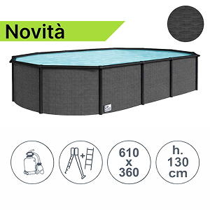 Piscina fuori terra in acciaio GREY POOL 610x360x130 cm