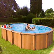 Piscina fuori terra in acciaio ABAK - effetto legno OSMOSE 725