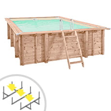 Piscina in legno rettangolare indipendente RIVA CARRE 6x4 Liner sabbia